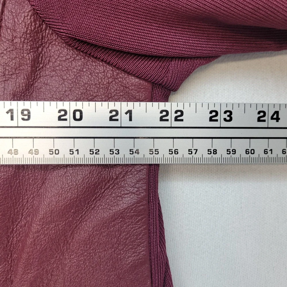 Nygard Collection Leather Knit Jacket Womens XL Burgundy Zip Mixed Media - Picture 5 of 7